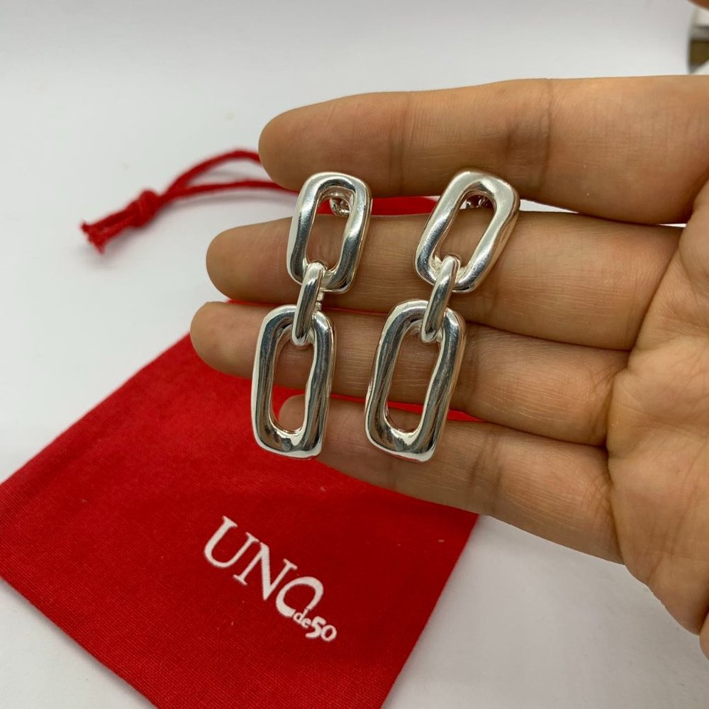 UNO de 50 Earrings DATE EARRINGS Silver Hoop Earrings Niche Jewelry Gift - Picture 1 of 9